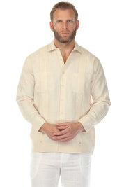 Men's 100% Linen Two Pocket Guayabera Shirt Tuxedo Look