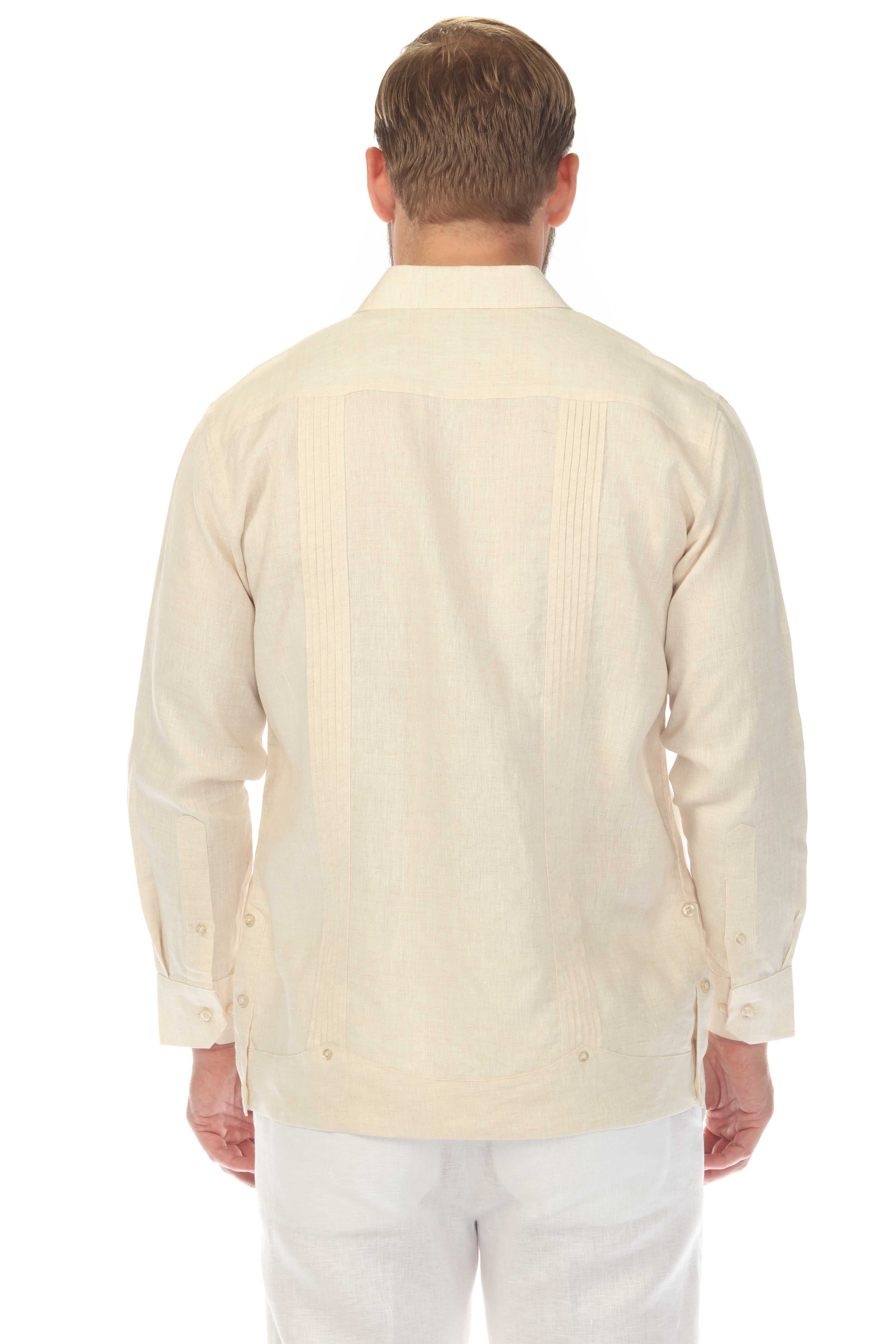 Men's 100% Linen Two Pocket Guayabera Shirt Tuxedo Look