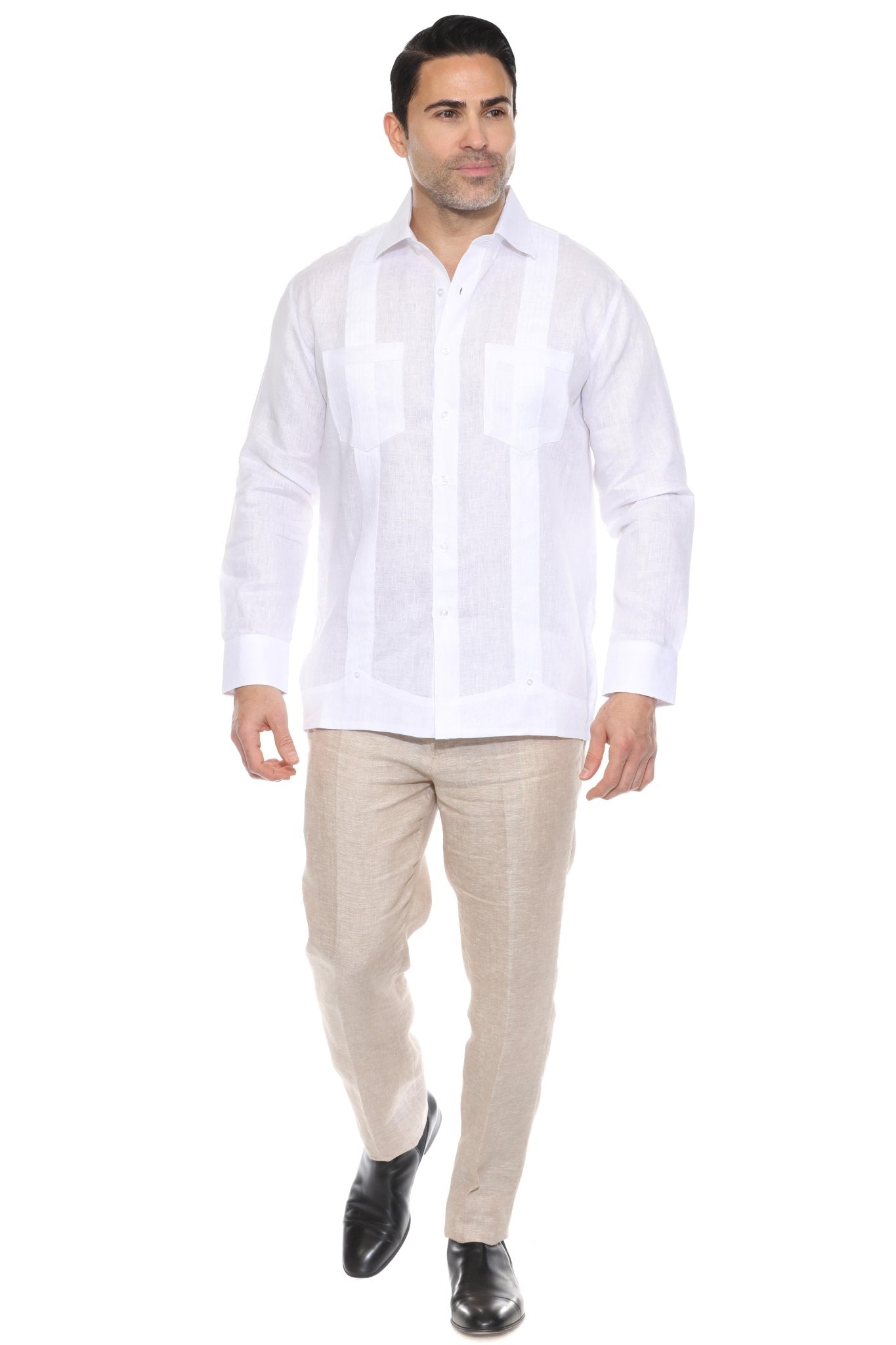 Men's Tuxedo-Inspired Yarn-Dyed Linen Guayabera – Mojito Collection