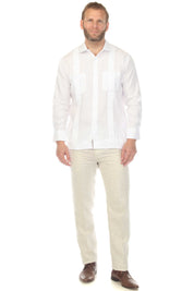 Men's 100% Linen Two Pocket Guayabera Shirt Tuxedo Look
