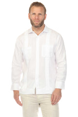 Men's 100% Linen Two Pocket Guayabera Shirt Tuxedo Look