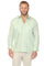 Man in a mint green Yarn Dyed Linen Guayabera with multi pleats and two pockets.
