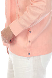 Men's 100% Linen Two Pocket Fancy Guayabera with Contrast Pockets