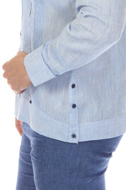 Men's 100% Linen Two Pocket Guayabera with Contrast Satin Taping & French Cuff