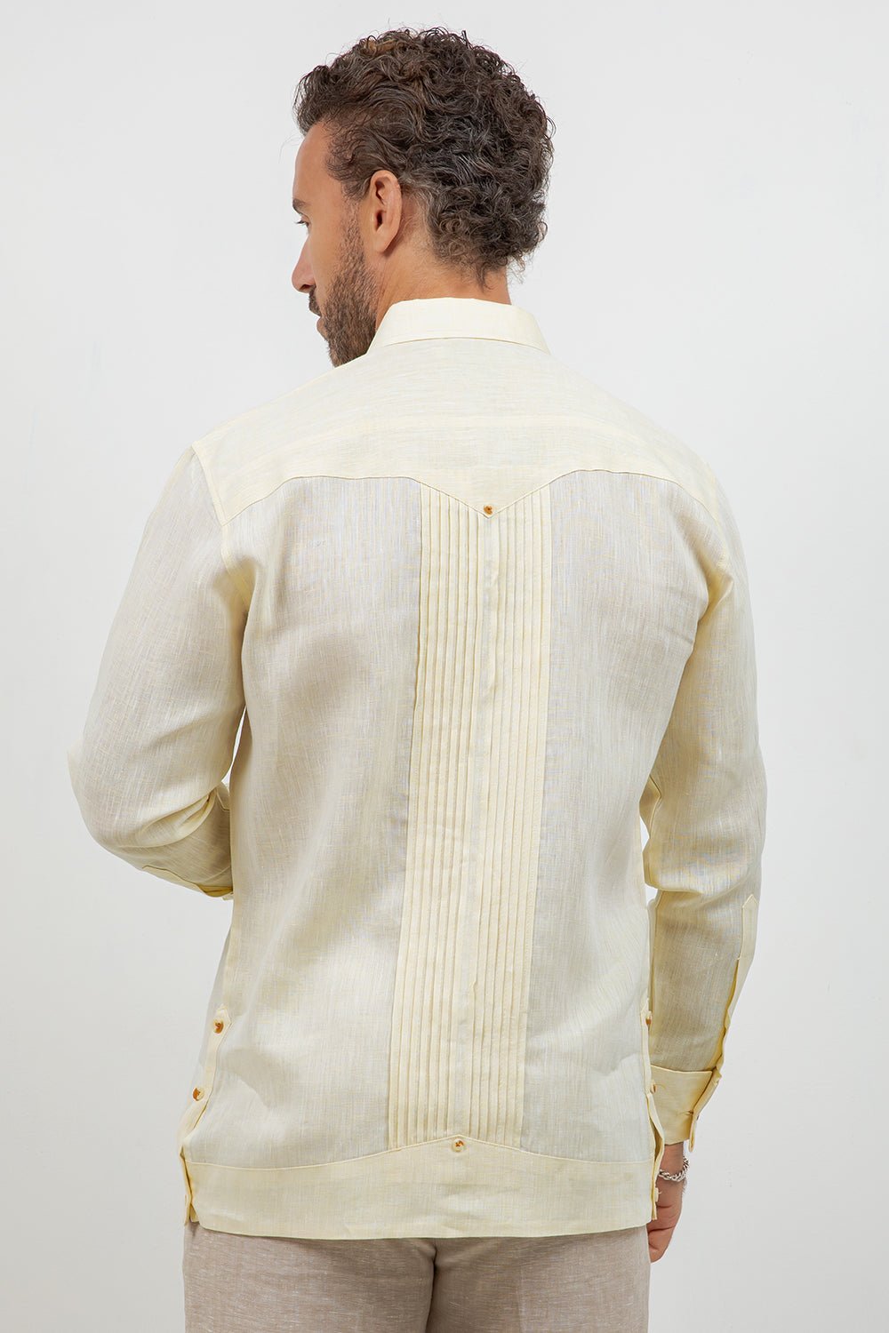 Linen Beach Wedding Guayabera Two Pocket Shirt Long Sleeve