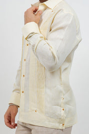 Linen Beach Wedding Guayabera Two Pocket Shirt Long Sleeve