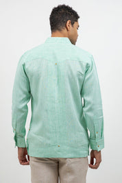 Linen Beach Wedding Guayabera Two Pocket Shirt Long Sleeve