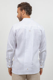 Linen Beach Wedding Guayabera Two Pocket Shirt Long Sleeve