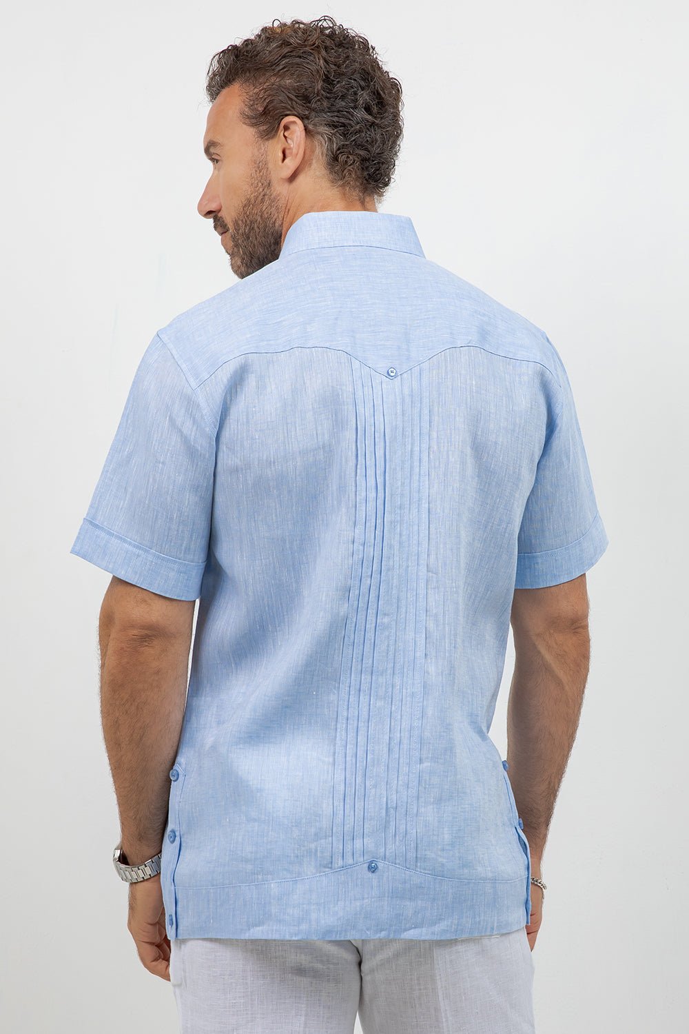 Linen Beach Wedding Guayabera Shirt Short Sleeve Hidden Button