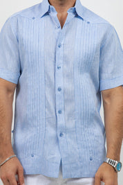 Linen Beach Wedding Guayabera Shirt Short Sleeve Hidden Button