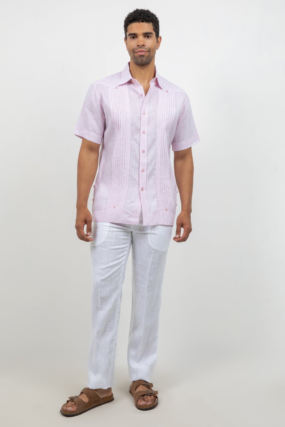 Linen Beach Wedding Guayabera Shirt Short Sleeve Hidden Button