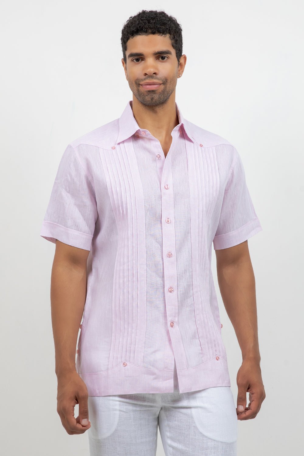 Linen Beach Wedding Guayabera Shirt Short Sleeve Hidden Button