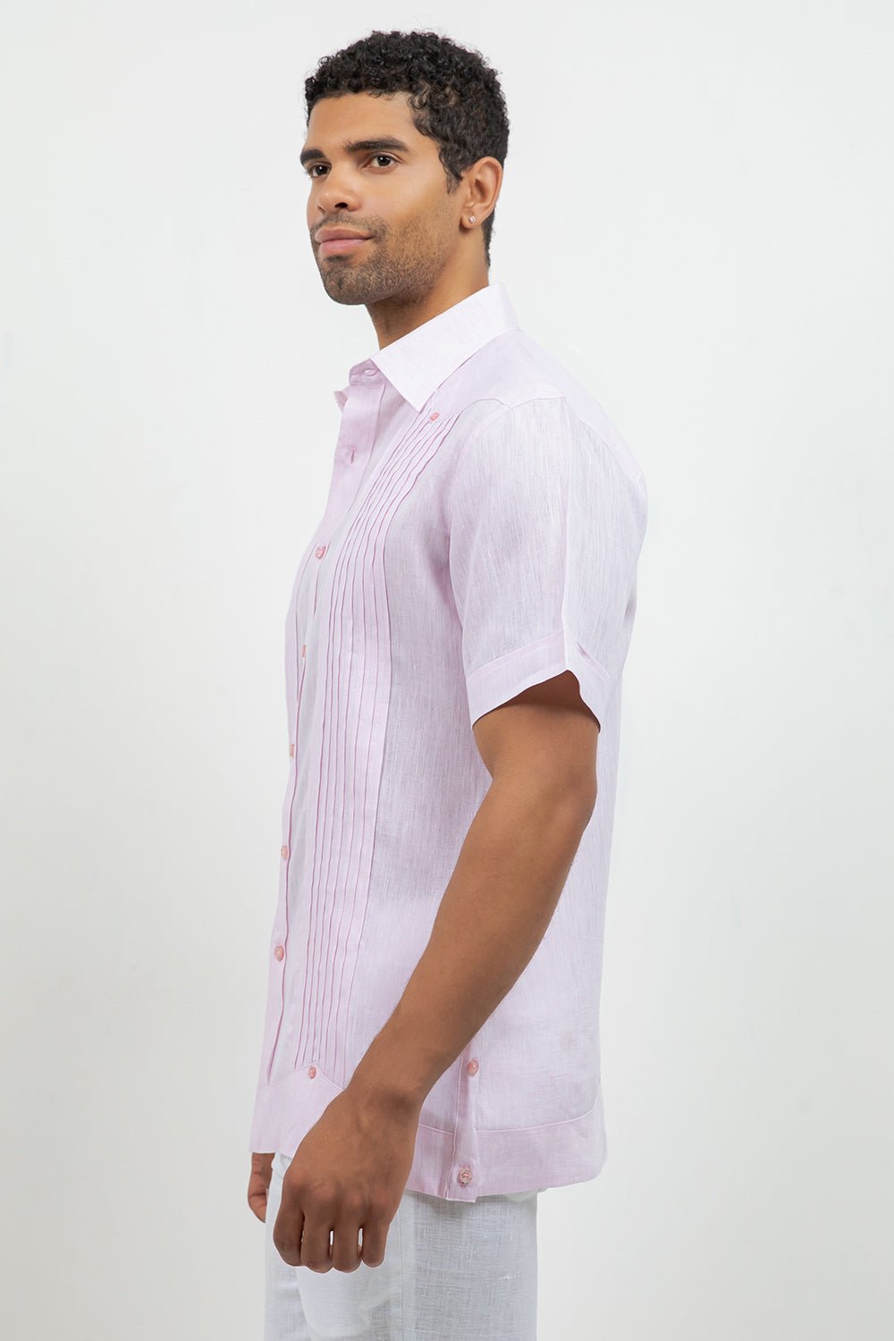 Linen Beach Wedding Guayabera Shirt Short Sleeve Hidden Button