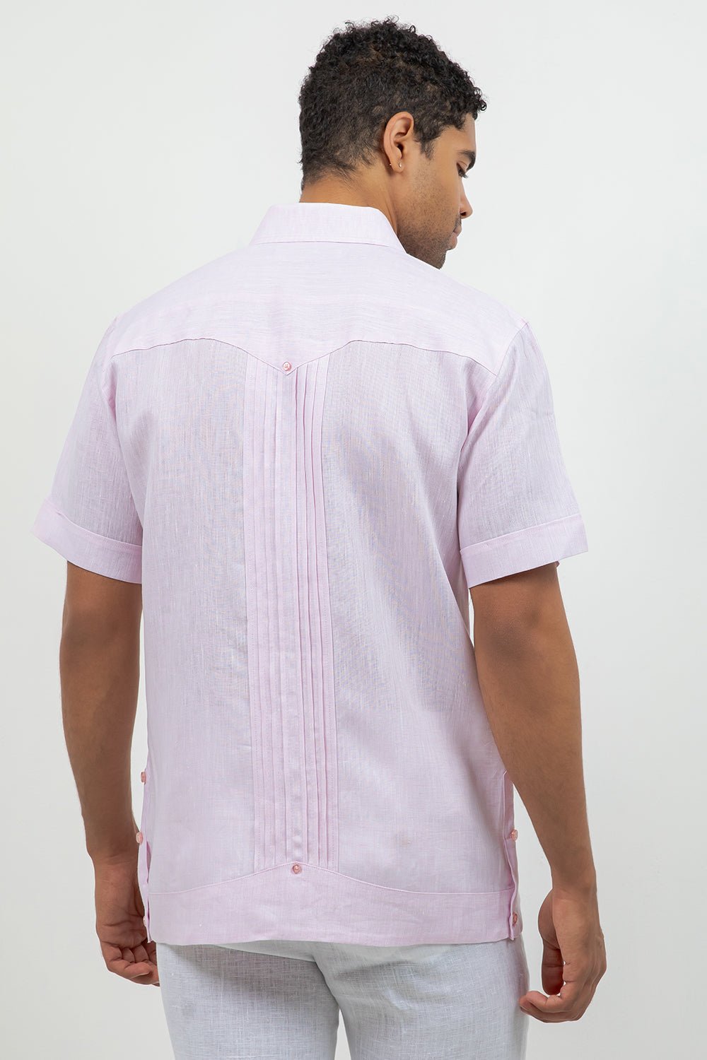 Linen Beach Wedding Guayabera Shirt Short Sleeve Hidden Button