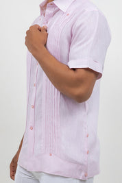 Linen Beach Wedding Guayabera Shirt Short Sleeve Hidden Button
