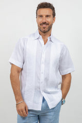 Linen Beach Wedding Guayabera Shirt Short Sleeve Hidden Button