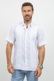 Linen Beach Wedding Guayabera Shirt Short Sleeve Hidden Button