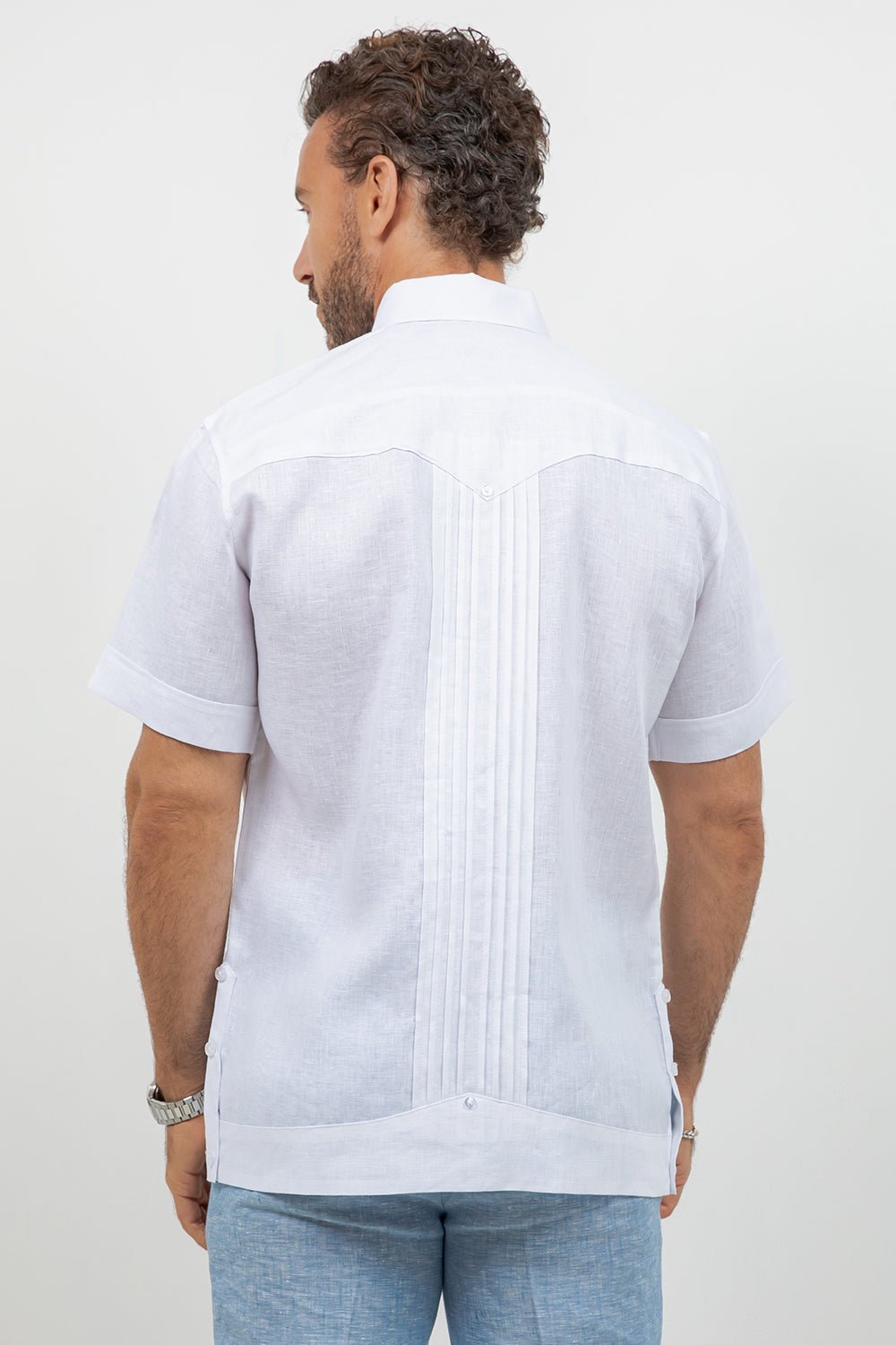 Linen Beach Wedding Guayabera Shirt Short Sleeve Hidden Button