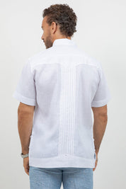 Linen Beach Wedding Guayabera Shirt Short Sleeve Hidden Button