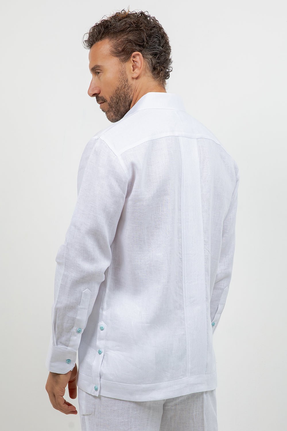 Men's Linen Beach Wedding Shirt Long Sleeve Stone Buttons – Mojito  Collection