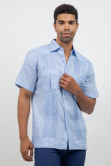 Fancy Linen Guayabera Short Sleeve Two Pocket