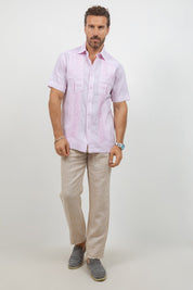 Fancy Linen Guayabera Short Sleeve Two Pocket