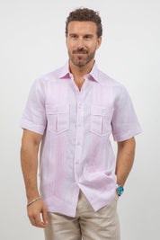 Fancy Linen Guayabera Short Sleeve Two Pocket