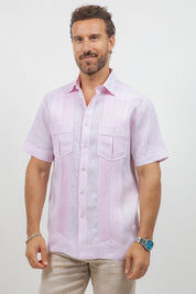 Fancy Linen Guayabera Short Sleeve Two Pocket