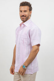 Fancy Linen Guayabera Short Sleeve Two Pocket