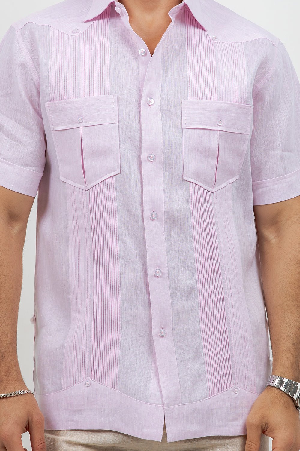 Fancy Linen Guayabera Short Sleeve Two Pocket