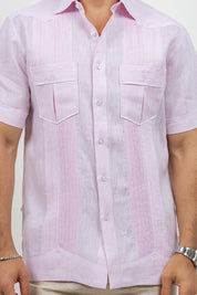 Fancy Linen Guayabera Short Sleeve Two Pocket