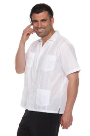 Mojito Men's Cropped Four-Pocket Stylish Guayabera Shirt with Embroidery