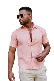 Camisa informal de lino con estampado estilo resort para hombre
