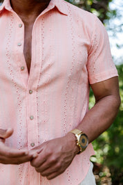 Camisa informal de lino con estampado estilo resort para hombre