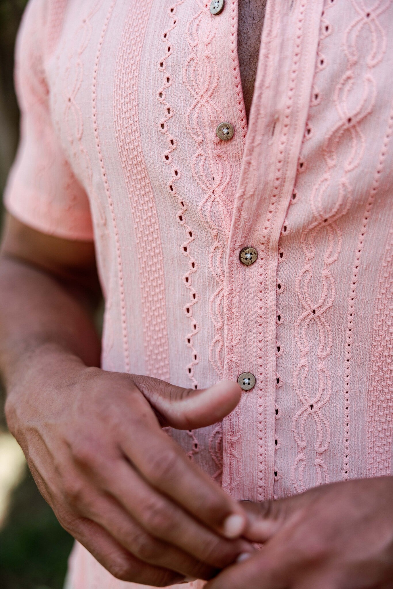 Camisa informal de lino con estampado estilo resort para hombre