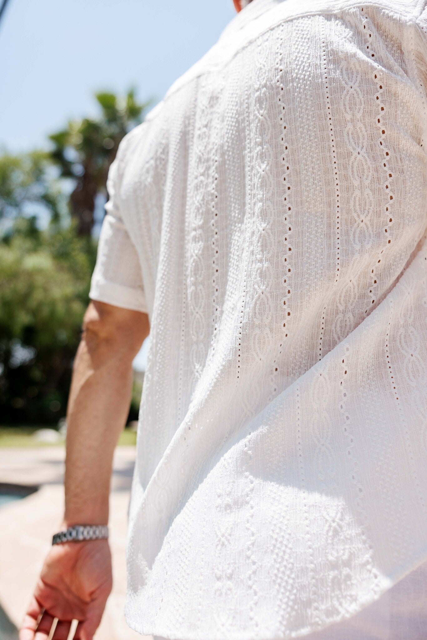 Camisa informal de lino con estampado estilo resort para hombre