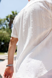 Camisa informal de lino con estampado estilo resort para hombre