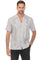 Front view of a man wearing a light gray Men’s Two-Pocket Cross-Dye Guayamisa Shirt with Pleats.