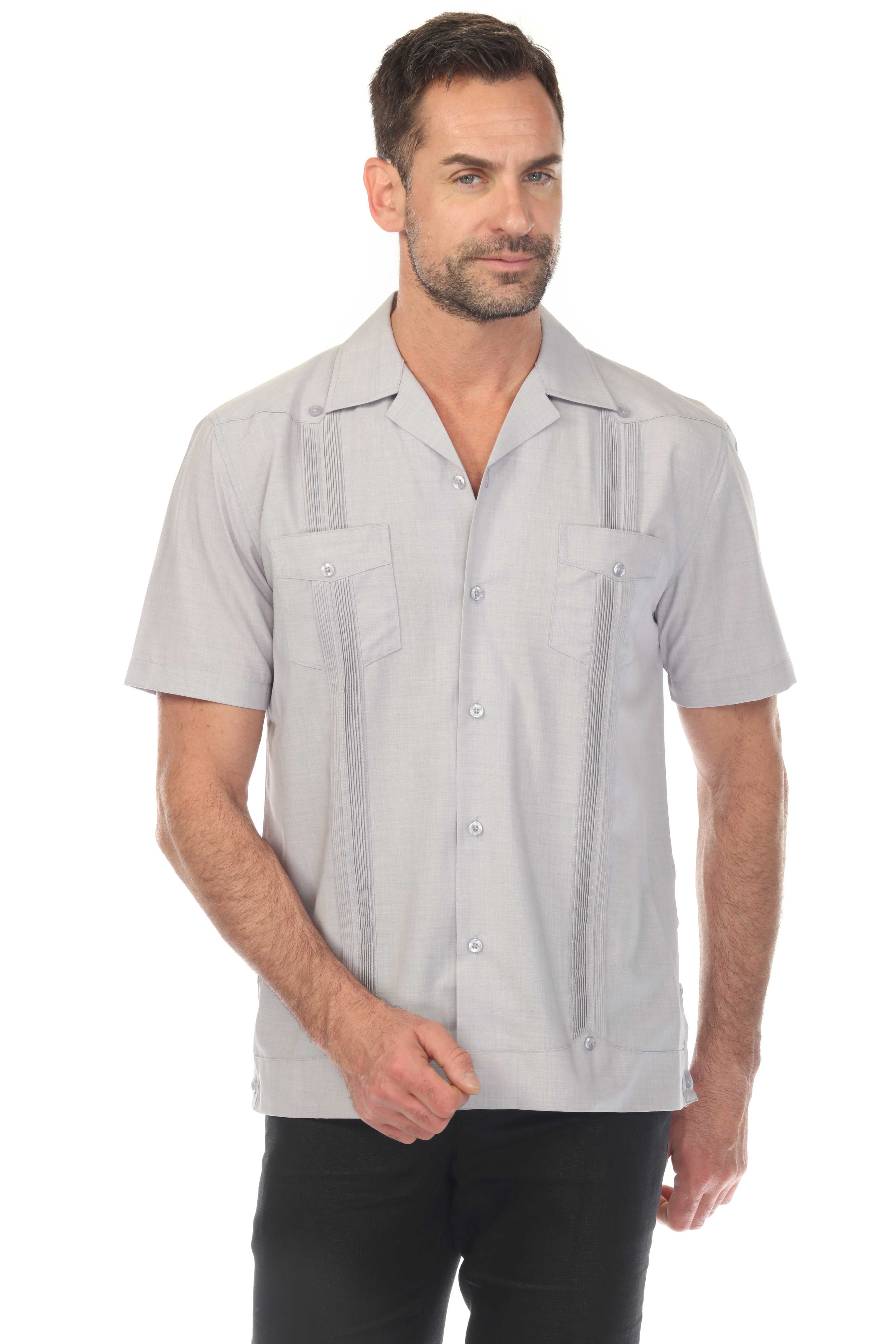 Men's Two-Pocket Cross Dye Guayamisa Shirt with Pleating