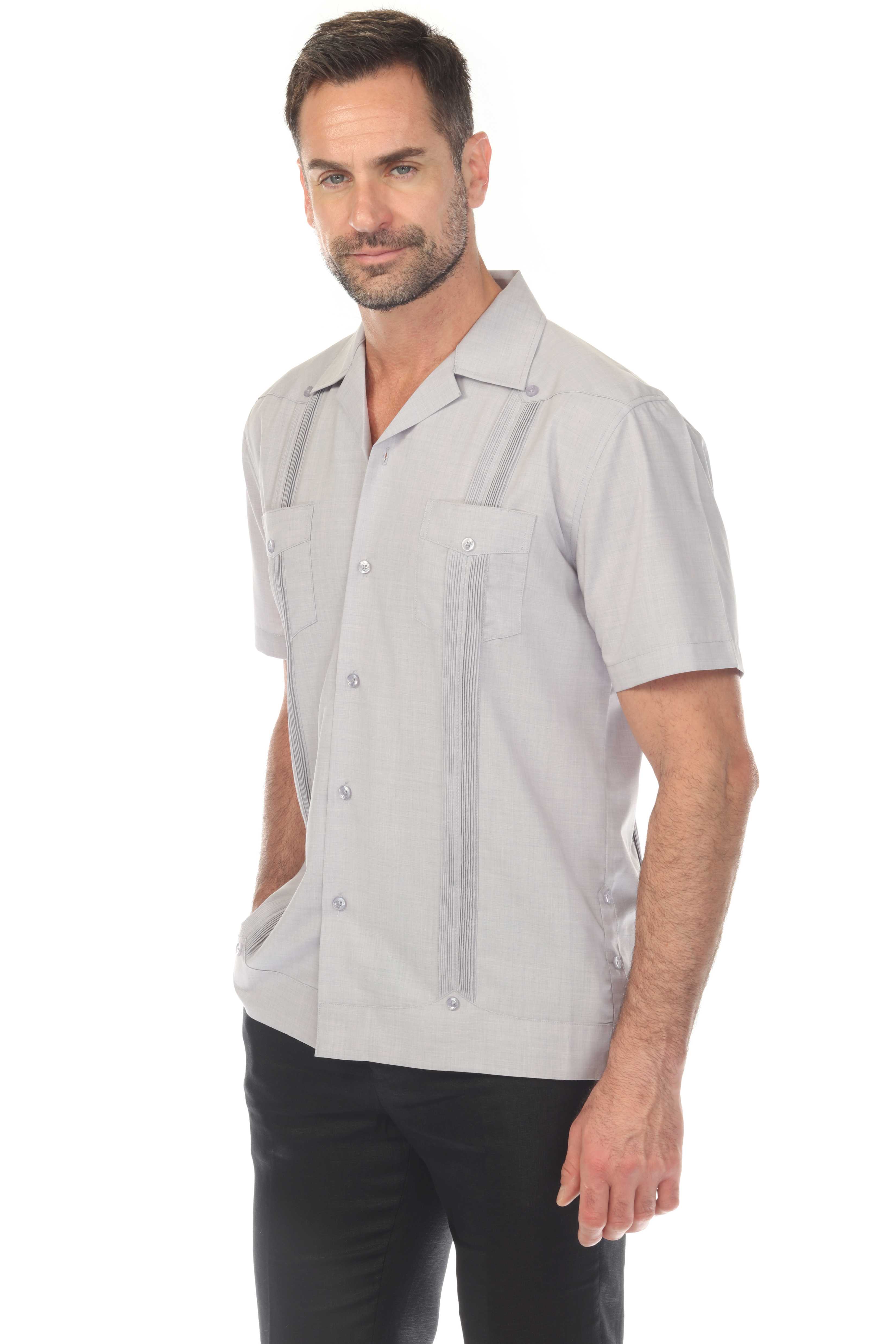 Men's Two-Pocket Cross Dye Guayamisa Shirt with Pleating
