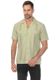 Men's Two-Pocket Cross Dye Guayamisa Shirt with Pleating