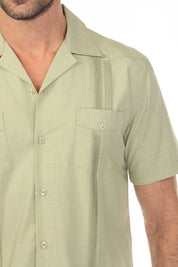 Men's Two-Pocket Cross Dye Guayamisa Shirt with Pleating