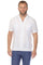 Front view of a man wearing a white Men’s Two-Pocket Cross-Dye Guayamisa Shirt with Pleats and short sleeves.