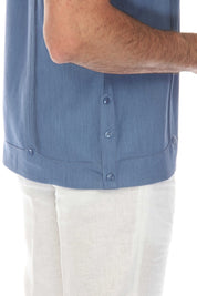 Men's Two-Pocket Chambray Guayamisa Shirt with Pleating
