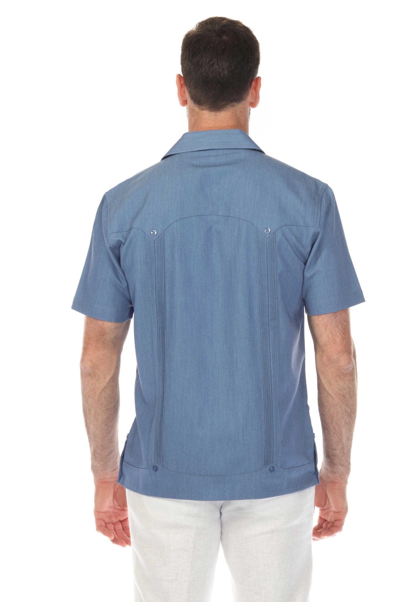 Men's Two-Pocket Chambray Guayamisa Shirt with Pleating