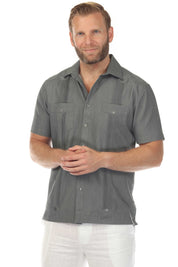 Men's Two-Pocket Chambray Guayamisa Shirt with Pleating
