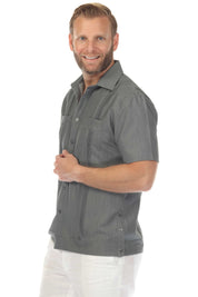 Men's Two-Pocket Chambray Guayamisa Shirt with Pleating