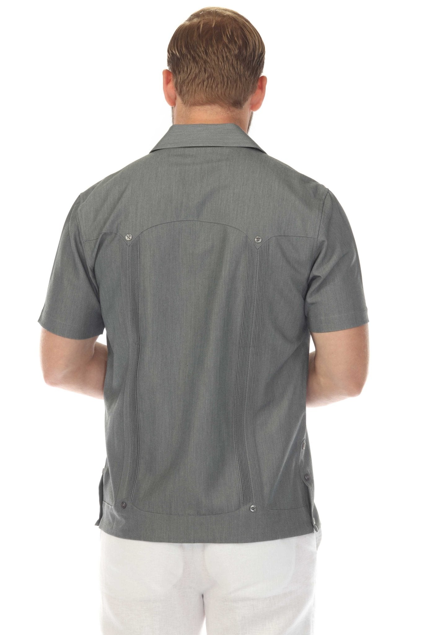 Men's Two-Pocket Chambray Guayamisa Shirt with Pleating