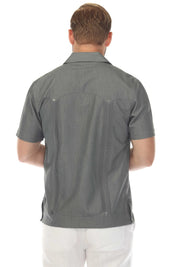 Men's Two-Pocket Chambray Guayamisa Shirt with Pleating