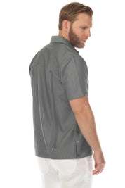 Men's Two-Pocket Chambray Guayamisa Shirt with Pleating
